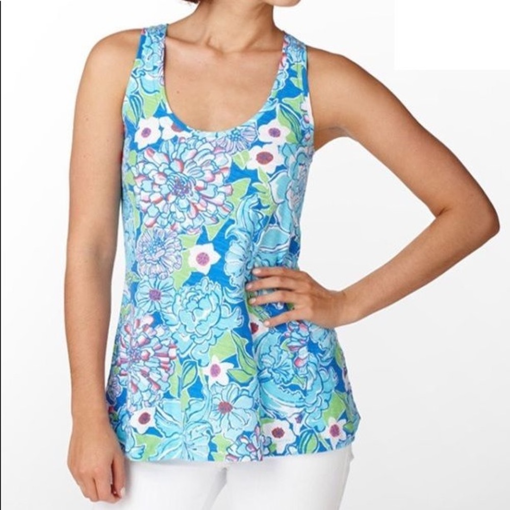 Lilly Pulitzer Worth Blue May Flowers Cotton Tank